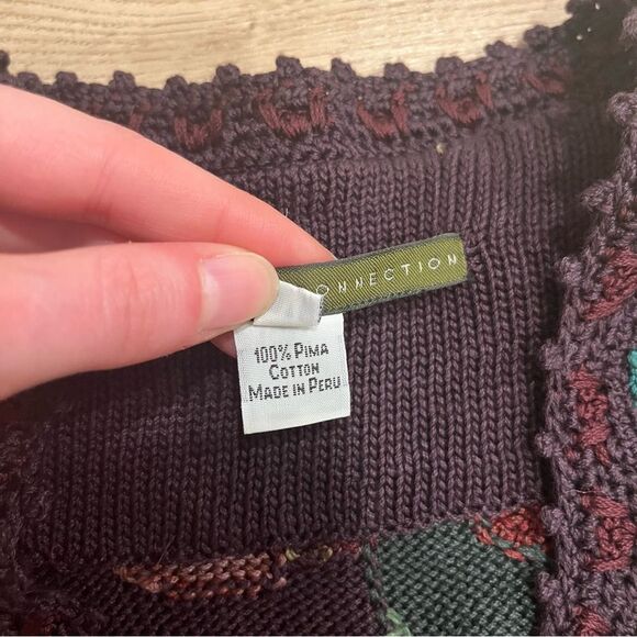 Vintage Peruvian Connection Intarsia Art to Wear Pima Cotton Sweater Vest Size M - Picture 4 of 6